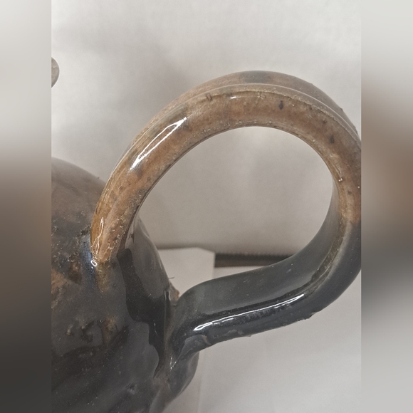 Vintage Signed Studio Art Pottery Stoneware Oil Lamp Hurricane Mystery Artist - Picture 4 of 6